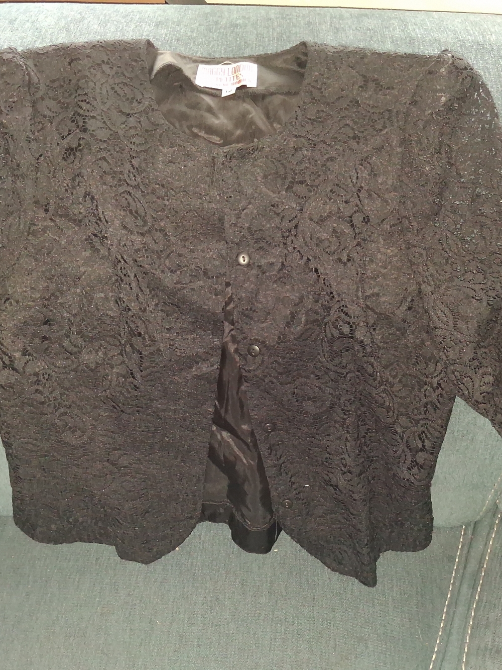 Maggy London Black Lace Button-Front Blazer